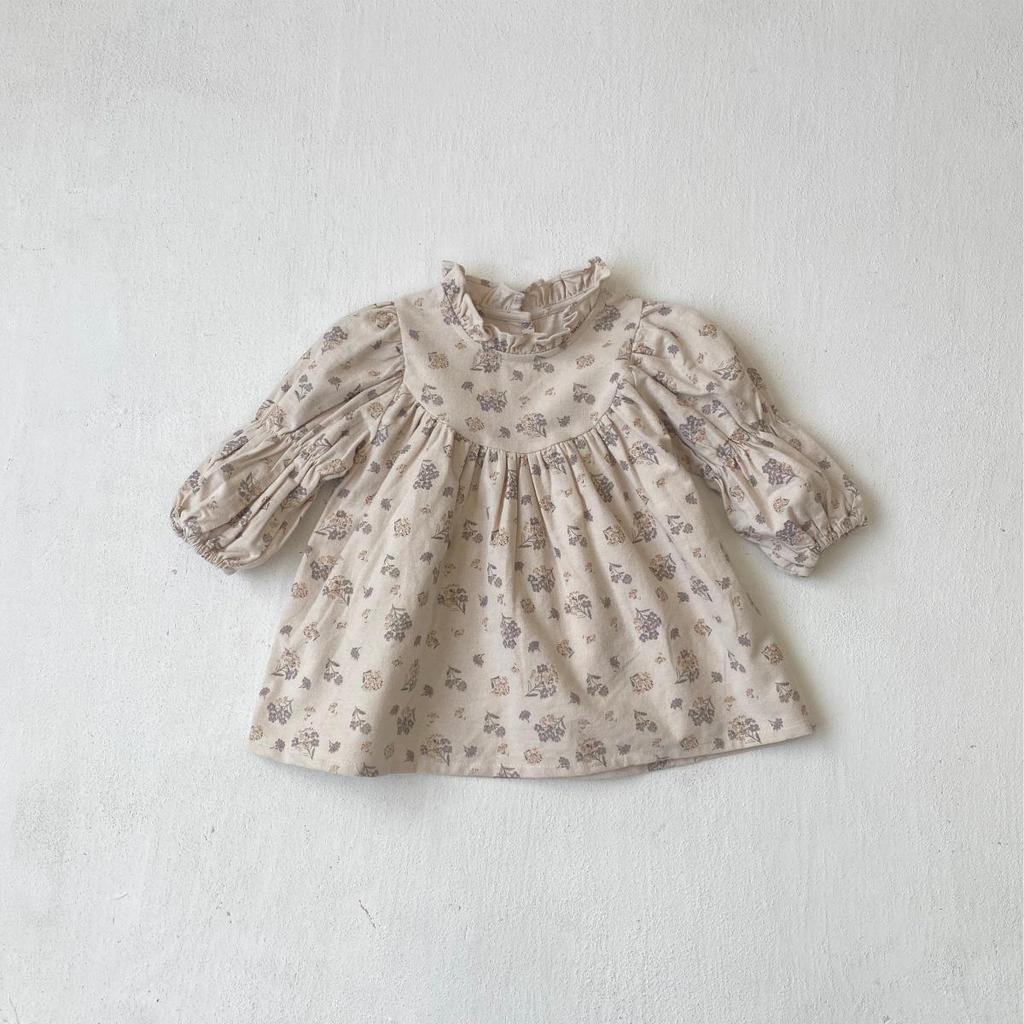 Весеннее ретро-платье для девочки, принцессы из королевского двора, с цветочным принтом и воротником-бутоном.