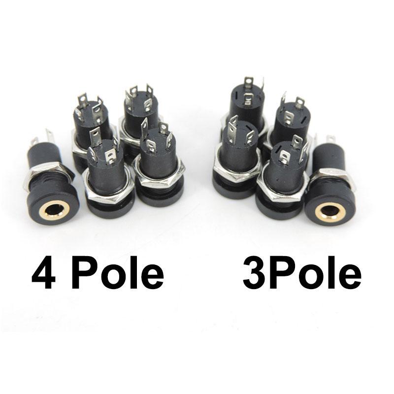 PJ-392A 391 3 4 Полюсная ножка 3,5 мм гнездо аудио разъем панельный монтаж позолоченный разъем стерео гайки для наушников 3,5 мм штекер