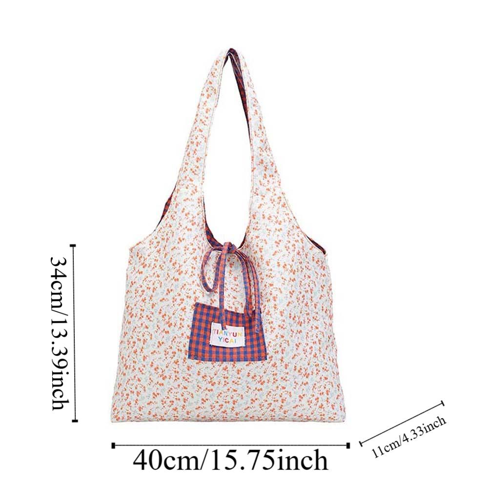 Sweet Plaid Cloth Vest Pouch Lattice Women Floral Handbag Simple Tote Bag Summer