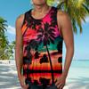 Hawaiian Tanks For Men Casual Fashion Sleeveless Summer Beach Printed Round Neck Tank Top