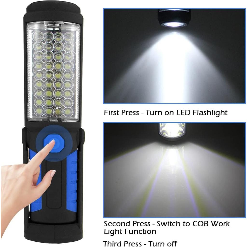LED Work Light with Magnet Rechargeable Torch Workshop Lamp Portable Camping Lamp for Car Repair, Workshop, Garage, Camping, Emergency Lighting