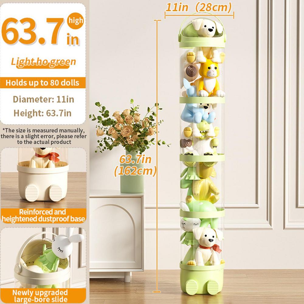 Коробка для хранения кукол 63,7 дюйма Организация игрушек Туба для хранения плюшевых игрушек Прозрачный контейнер для хранения мягких игрушек Детский органайзер для игрушек
