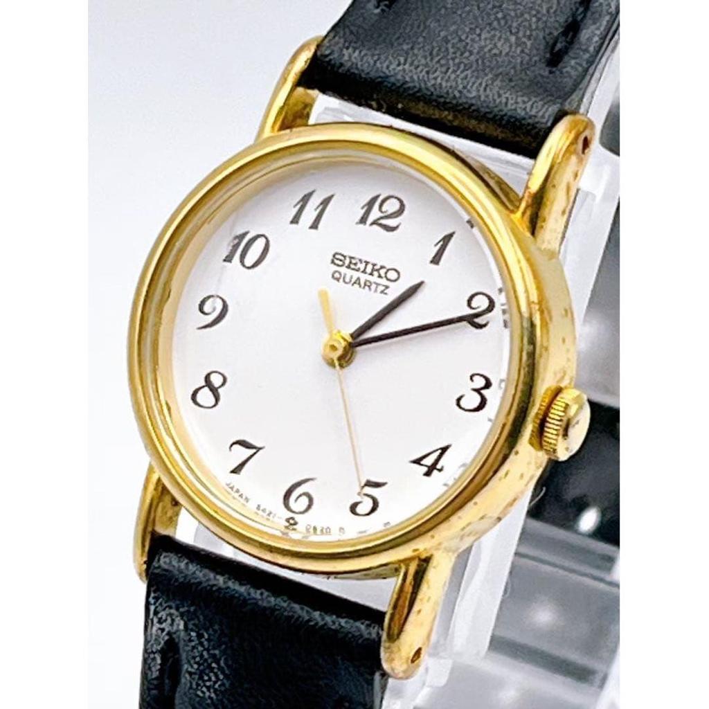 Used SEIKO Watch Working Condition 5421-0120 Battery Replaced White