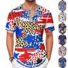 Летняя мужская футболка с воротником-стойкой и короткими рукавами с принтом «День независимости»