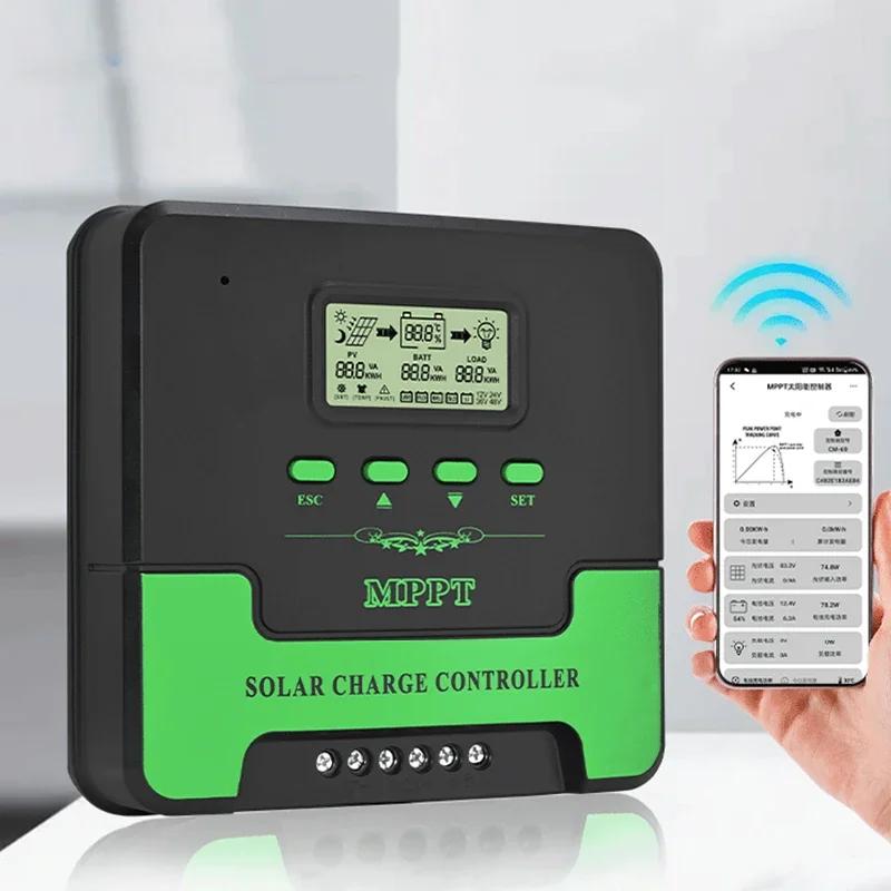 MPPT контроллер заряда солнечной батареи 12 В 24 В автоматический WiFi регулятор солнечной панели 60 А 50 А 40 А 30 А 20 А 10 А контроллер с ЖК-дисплеем Dual USB