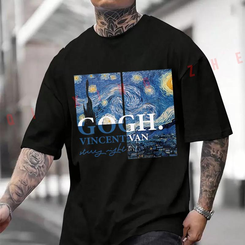 Men Clothing New Best Of Creative Gogh Graphic Cotton Moto T-Shirt Casual Short Sleeve O-neck Tshirt Summer Top Tees