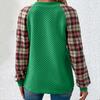 Женская мода повседневный свитер с длинным рукавом в клетку пэчворк свитшот топ