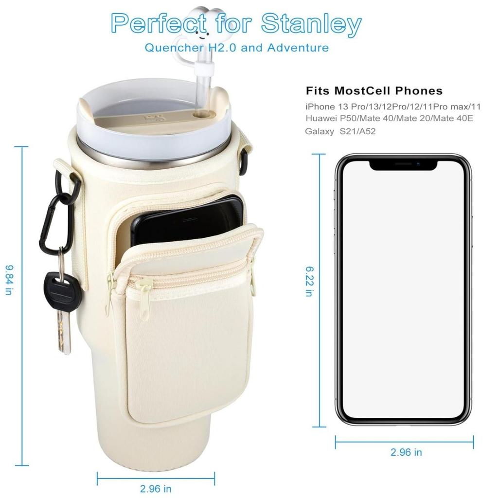 Сумка для бутылки с водой с карманом для стакана на 40 унций с ручкой Неопреновая спортивная сумка-держатель для бутылки с водой