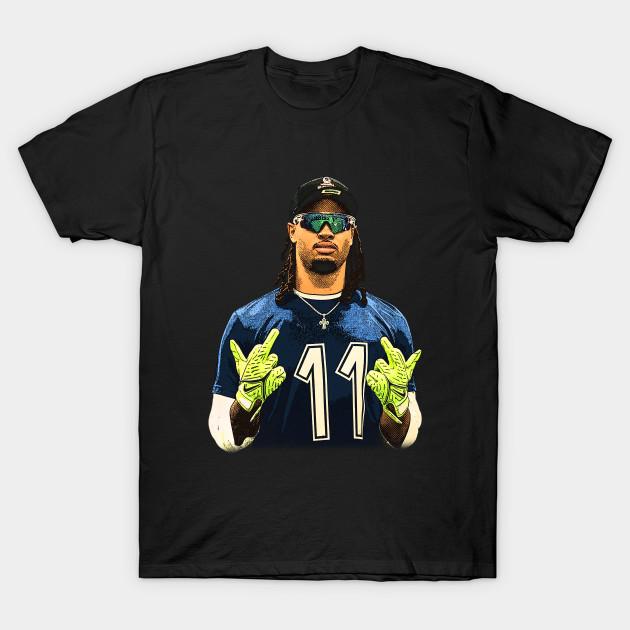 Asian Size Men Black Print T-shirt Jaxon Smith-Njigba Flipping The Bird No-Cut Heat Transfer Print Cotton Tshirt
