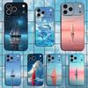 Чехол для телефона с рисунком парусника для iPhone 17,16,15,14,13,12,11,Plus,Pro Max,XS,X,XR,SE,Mini,8,7, Мягкий силикон, Черный