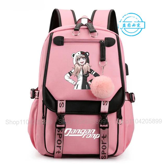 Рюкзак Danganronpa Аниме Mochila Школьная сумка для книг Студенческий с USB-портом Дорожные сумки Ноутбук Повседневная Большая сумка-мессенджер Подарок