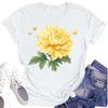 Women's Casual Round Neck Floral Print Short Sleeve T-Shirt Top