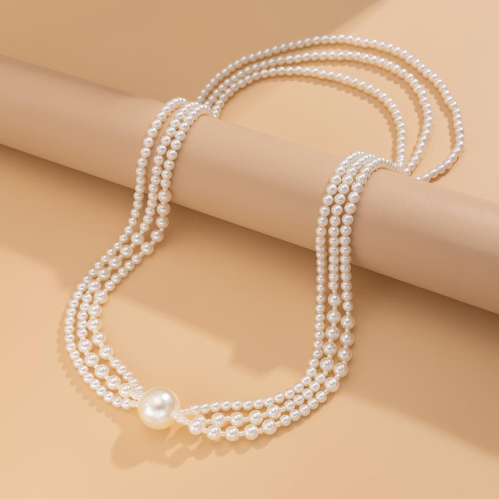 Ingemark Baroque Multilayer Imitation Pearl Long Chain Necklace Women Creative Elegant Sweater Chain Neck Accessories Jewelry
