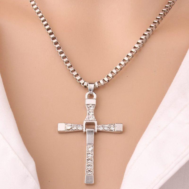 Inlaid Zirconia Cross Necklace For Men, Trendy And Personalized Fashion Accessory Gift
