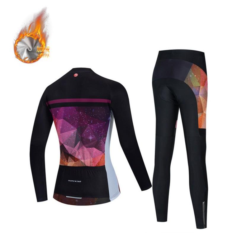 Womens Winter Fleece Long Sleeve Cycling Jersey Road Mountain Bikes Thermal Warm Riding Top