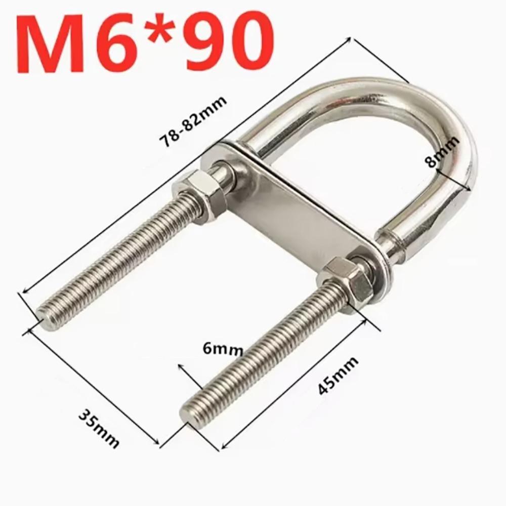 1Pcs Bow Stern Marine U-bolt Metal Screw Pads Boat Hardware with Nut 304 Stainless Steel Eye Rope Rigging Yacht Accessories
