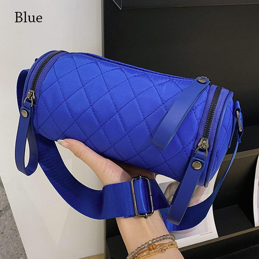 Women Diamond Lattice Cylinder Pillow Bag Crossbody Handbag Shoulder Bag Messenger Satchel