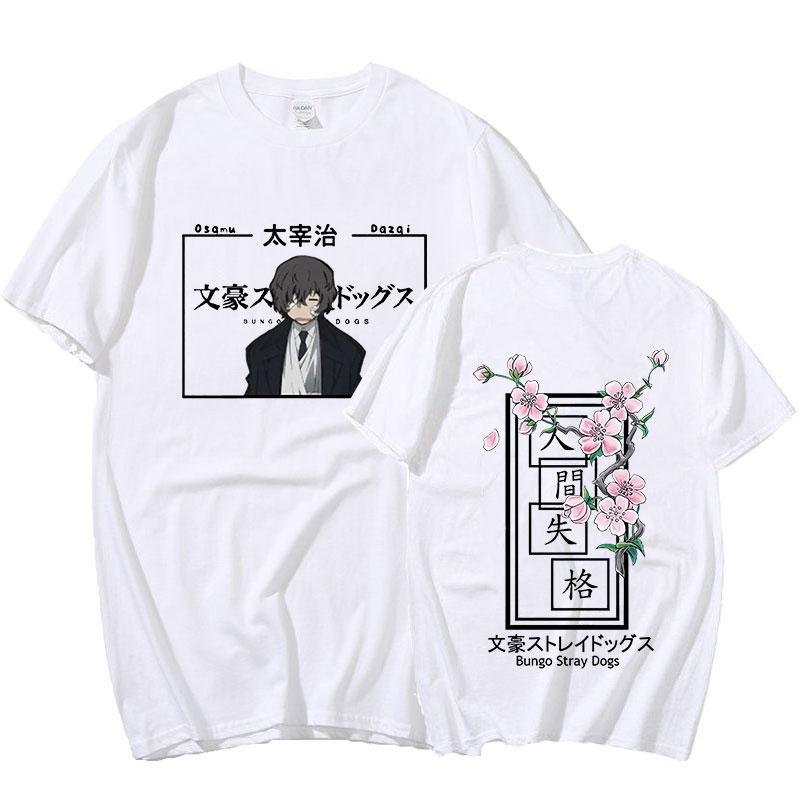 Аниме Bungo Stray Dogs Dazai Osamu, двухсторонняя футболка с графическим принтом для мужчин и женщин, большие футболки с короткими рукавами в стиле Харадзюку, унисекс