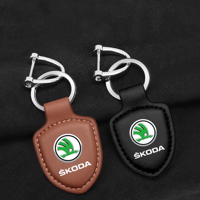 MBLH7 Multiple colors Luxury Car KeyChain Genuine Leather Key Ring Accessories for Skoda octavia fabia rapid yeti superb octavia a5 a7