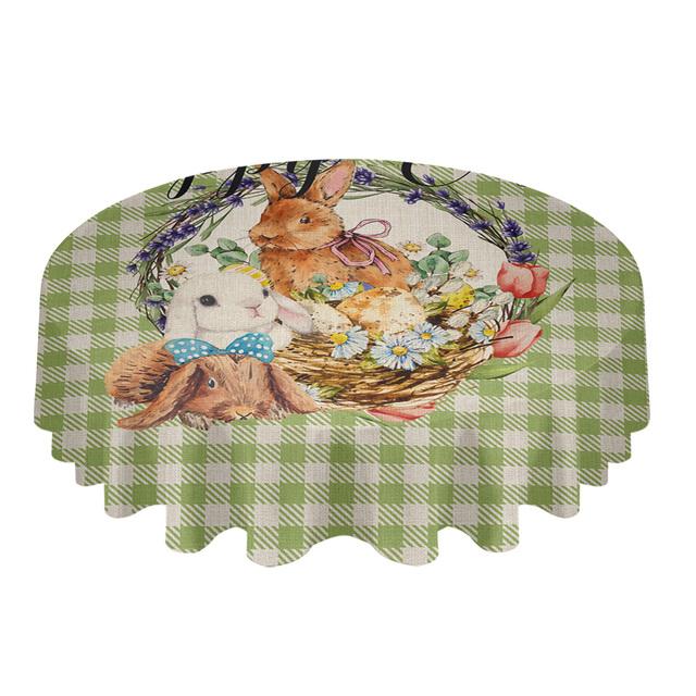 Пасхальный акварельный кролик цветок круглый стол скатерть фестиваль столовая водонепроницаемая скатерть покрытие стола для свадебной вечеринки декор