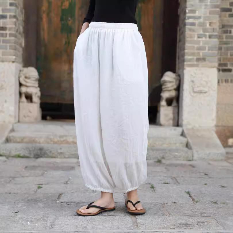 Cotton Linen Loose Fit Pants For Women Summer Boho Style Casual Trousers