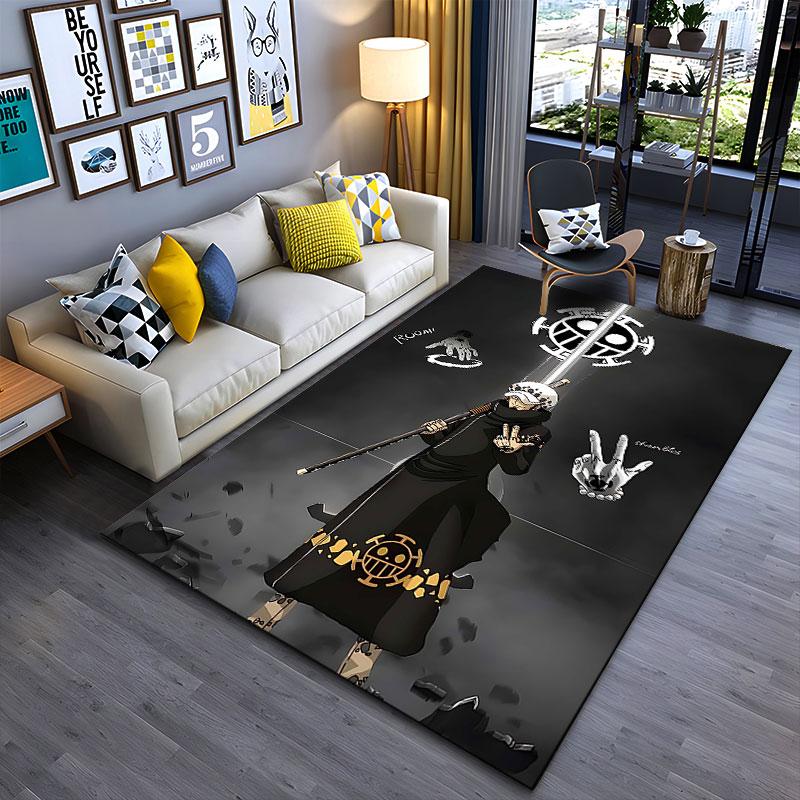 Anime Warrior with Sword Design suitable as a non-slip mat for the living room or bedroom sofa