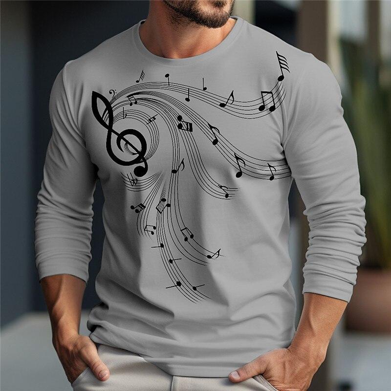 Мужская футболка с принтом Trend Music, модные хлопковые футболки с длинным рукавом, повседневные уличные топы с круглым вырезом, свободные пуловеры, осенняя мужская одежда