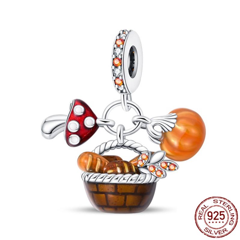 Copper Autumn Brown Music Squirrel Scarecrow Pumpkin Maple Leaves Charm Bead Women'S Bracelets Diy Jewelry Gift