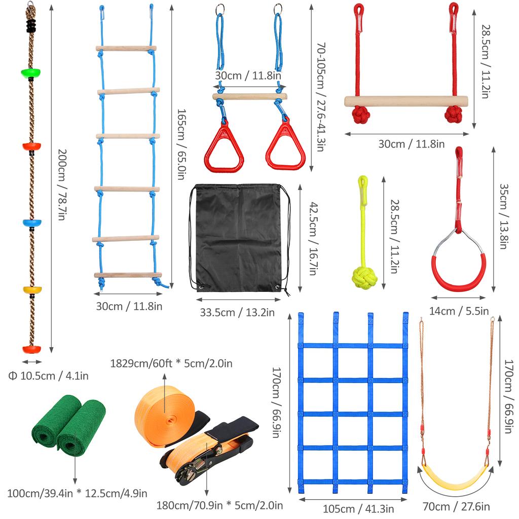 Kids Climbing Obstacle Kit Children Line Hanging Obstacle Course Outdoor Playset Swing Accessories
