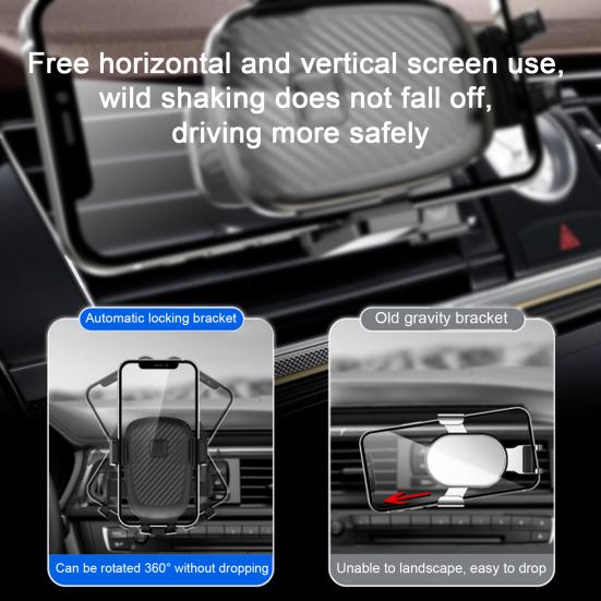 Автомобильный держатель вентиляционного отверстия с зажимом для телефона, вращение на 360 градусов, антивибрационная подставка с GPS-креплением