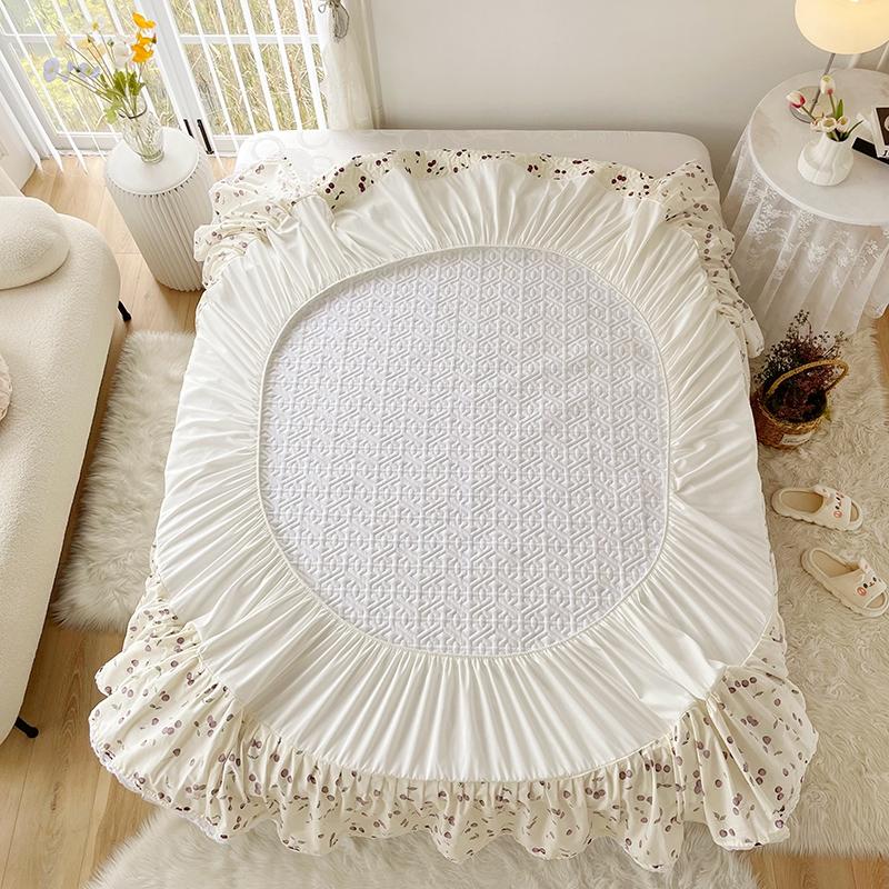 1 шт., утолщенный стеганый наматрасник из чистого хлопка с юбкой, простыня Queen/King, юбка на резинке 200x220 см  (Нет наволочки)