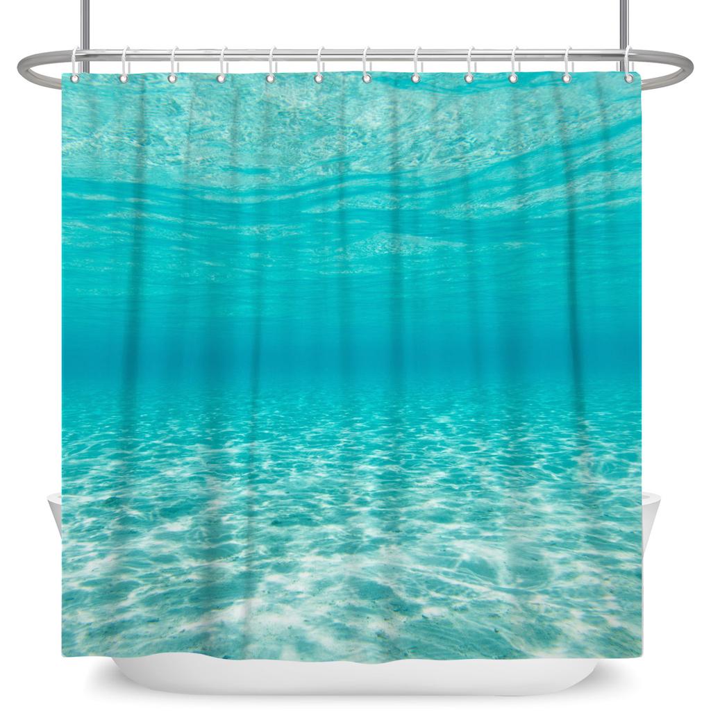 Tropical Starfish Shower Curtain with Hooks Waterproof Polyester Bathroom Curtain Ocean Beach Design Easy Clean Bathtub Curtains