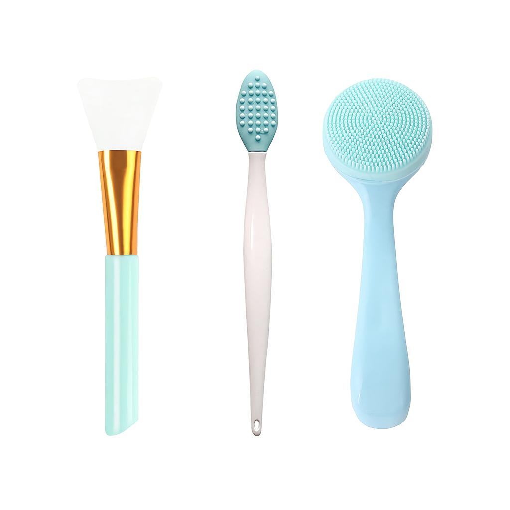 Набор из 3 силиконовых ручных щеток для очищения лица, удаление черных точек для глубокой очистки и нежного отшелушивания, аппликатор для нанесения маски на лицо