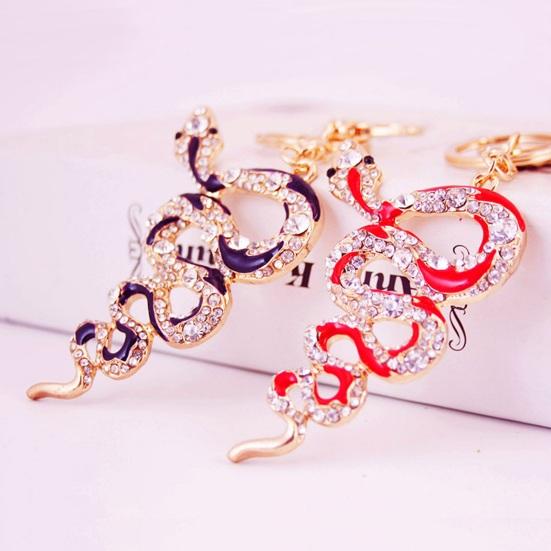 Keychain Shiny Rhinestones Snake Shape Key Ring Decorative Car Key Holder Bag Handbag Charm