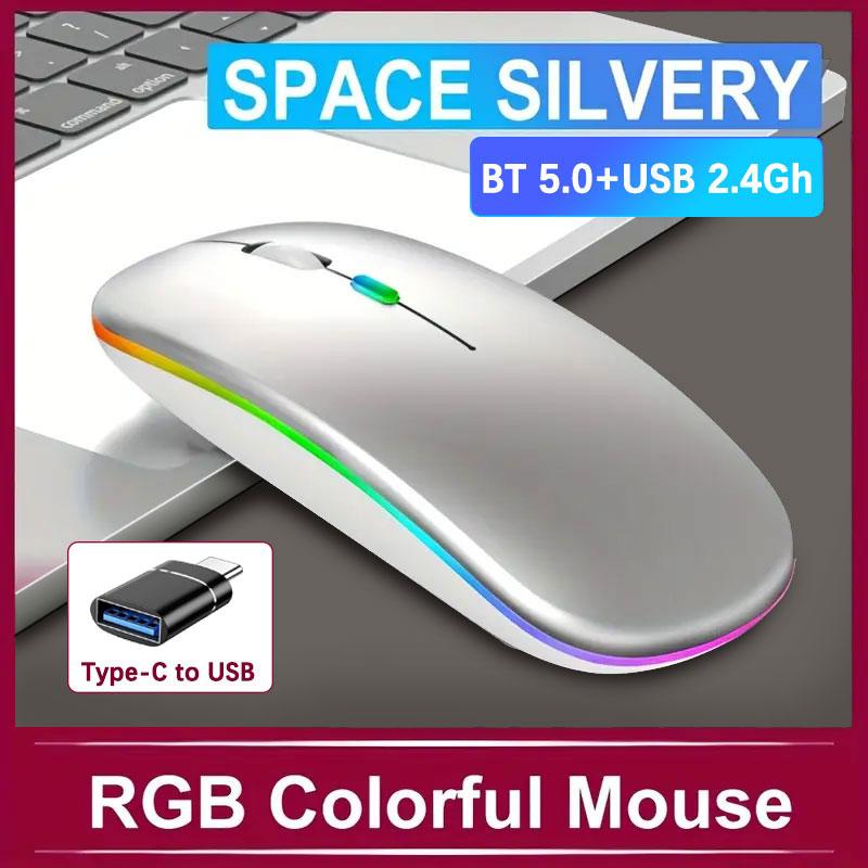 Wireless Rechargeable Mouse With LED Backlight  Bluetooth Gaming Mouse Suitable For MAC/Laptop/PC/Windows