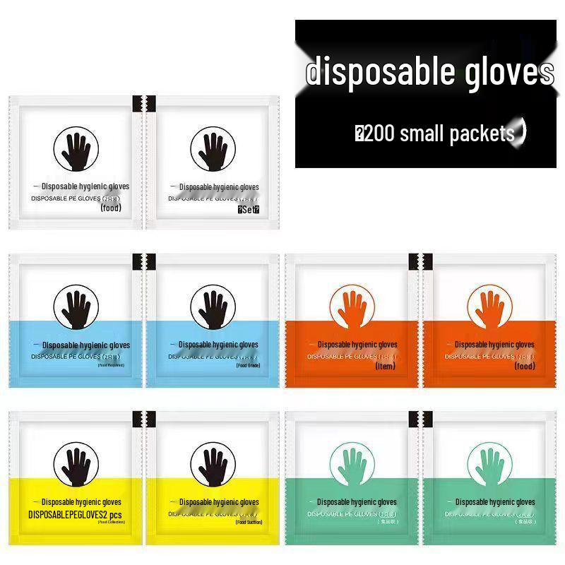 Individually Packaged Food Grade PE Disposable Gloves - Small Pack for Catering, Takeaway, Pizza, Lobster, Crab.