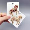 Exquisite Rhinestone Running Horse Brooches For Women Men 4-Color Enamel Animal Brooch Pins Year Of The Horse Party Jewelry Gift