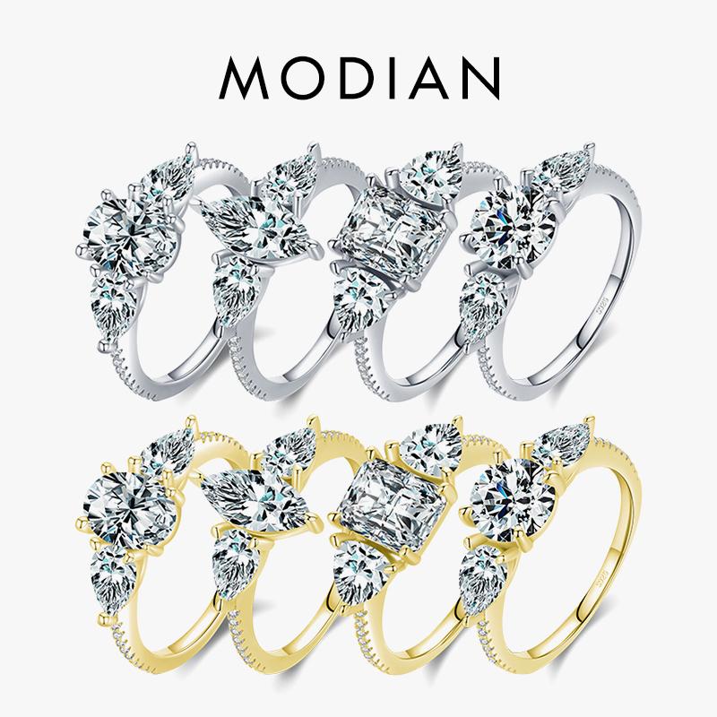 MODIAN 925 Sterling Silver High Quality Luxury Sparkling Zirconia Finger Ring For Women Classic Wedding Engagement Jewelry