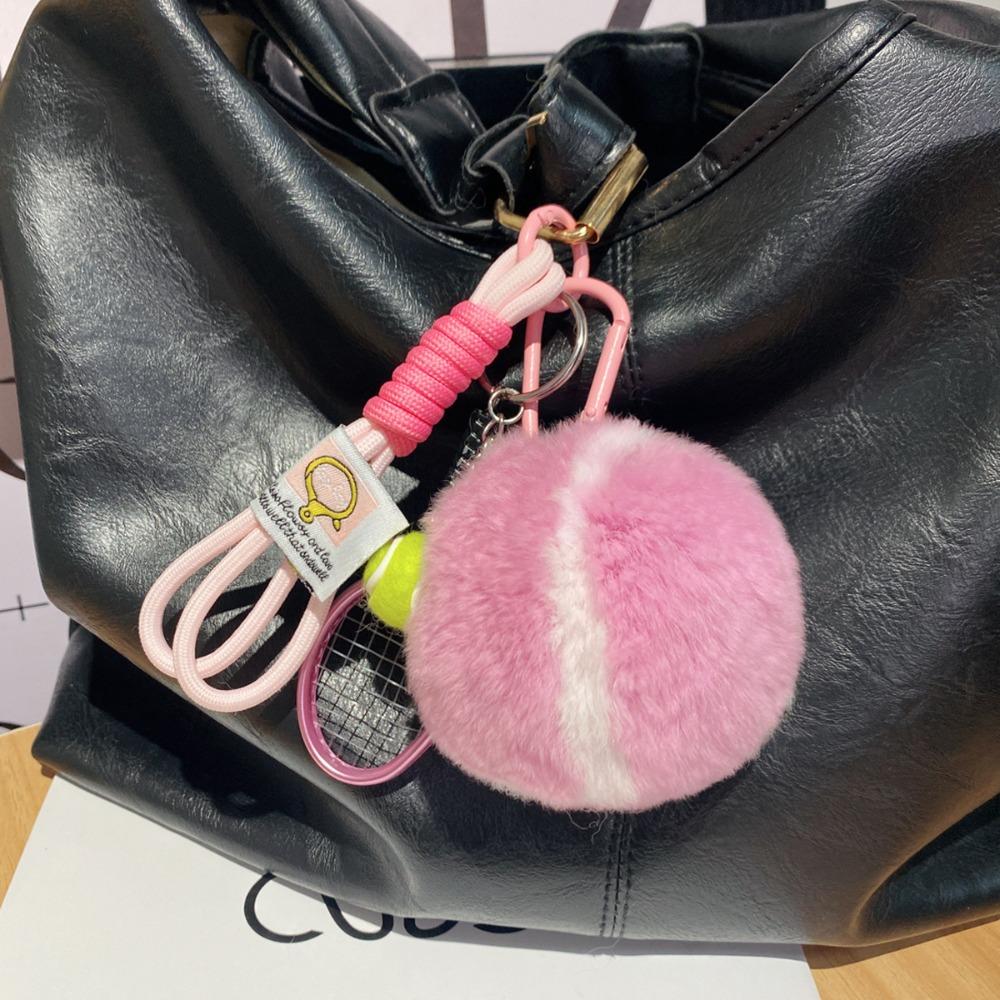 Backpack Hanging Tennis Ball Plush Pendant Plush Plush Tennis Keychain  Car Decoration