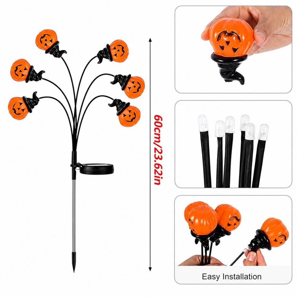 Xiaomi 6-Heads Halloween Solar Pumpkin Path Lights Outdoor Waterproof Terror Orange Lights Garden Yard Terrace Holiday Decorations