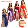 Womens Sleeveless Mesh Shoulder Straps Color Block Leotard Dress for Lyrical Modern Contemporary Dancewear