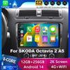 Android 14 WIFI+4G Carplay Car Radio GPS For SKODA Octavia 2 A5 2007 2008 2009 2010 2011-2014 Multimidia Player Head Unit Stereo