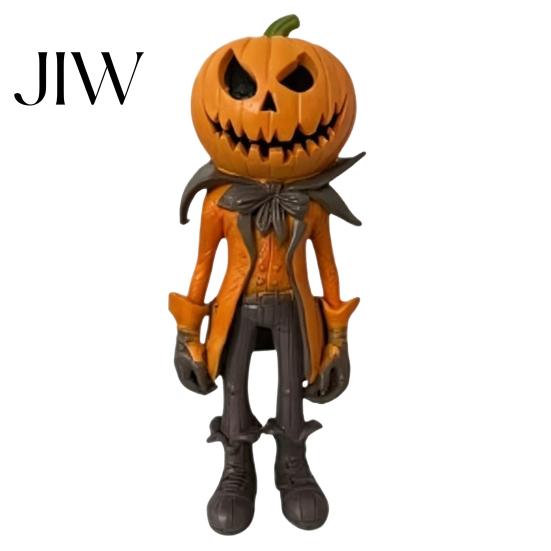 Autumn Home Ornament Pumpkin Witch Figurine, Spooky Halloween Statue with Lantern, Figurine Vintage Gothic Resin for Tabletop Mantel Shelf Decor
