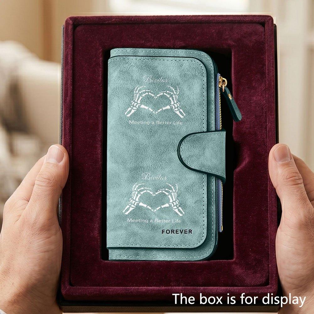 Unique heart-shaped men's large-capacity wallet with business card slot and cash pocket, suitable for formal occasions and office use, a gift for