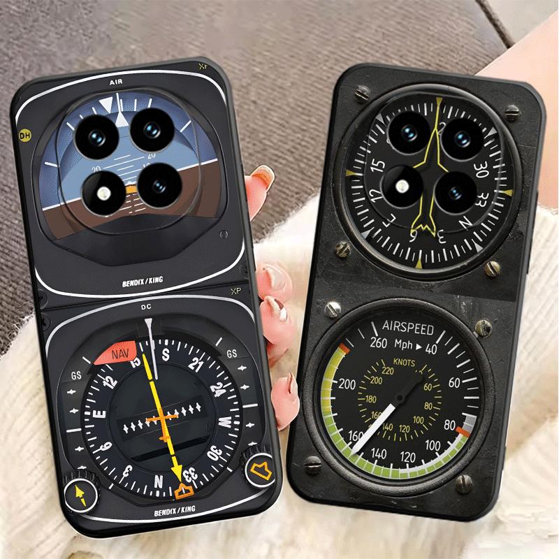 Aircraft Instrument Cockpit Radar Soft Phone Case for Xiaomi Redmi Note 12 13 14 15 Pro Plus 11 12S 11S 11T 10 4G Black Cover Ba