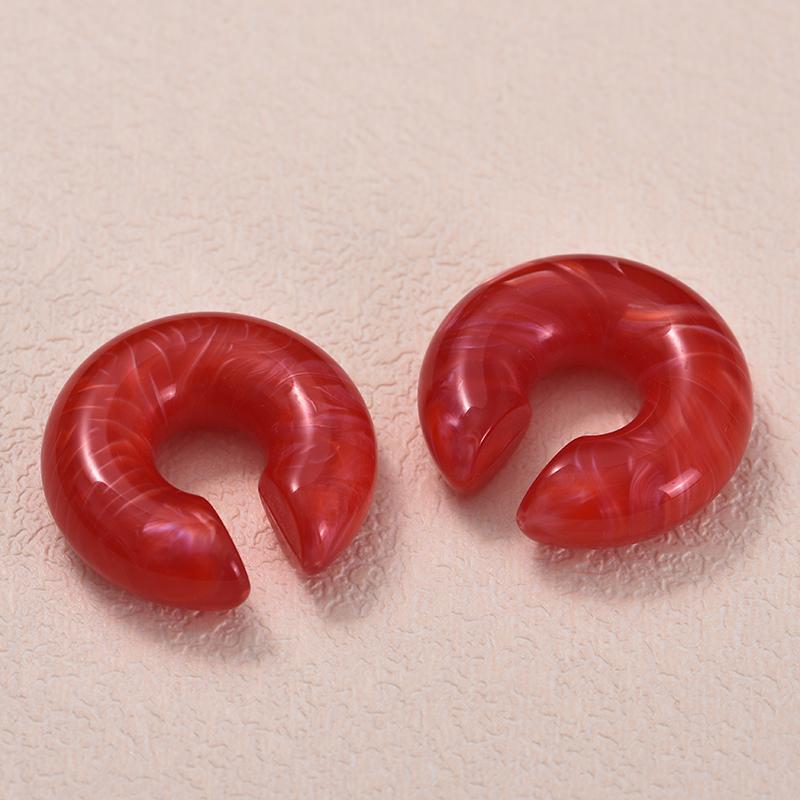 1 Pair Simple Smooth Circle Round Ear Clip On Earrings For Women C Shape Resin Without Piercing Fake Cartilage Ear Cuff Zircon