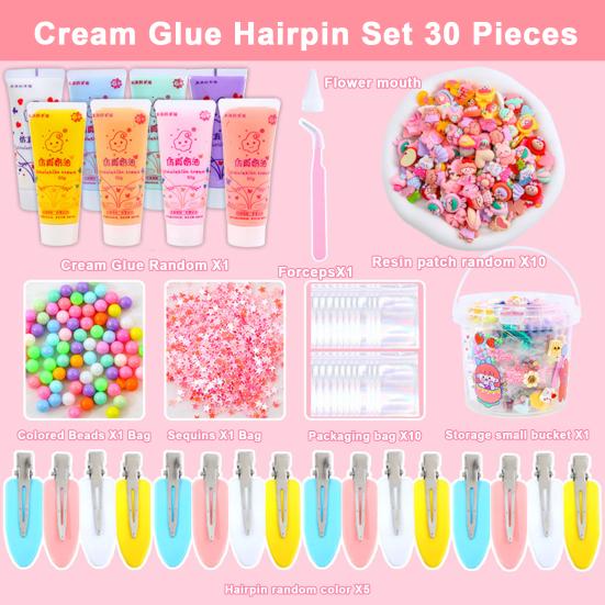 1 комплект, заколка для волос, материал «сделай сам», крем с имитацией мультфильма, быстросохнущий клей, шлейф, креативные блестки