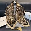 Luxury Leopard Print Satin Silk Square Scarf for Women Shawl Hijab Neckerchief Female Hair Headband Fashion Wrap Bandana New