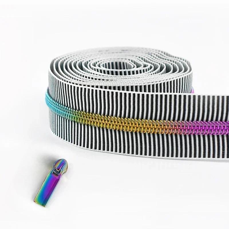 2-5 метров 5# Ленточная молния Meetee в полоску, нейлоновая, для шитья, пластиковая, на катушке, по метру, застежка-молния, аксессуары для одежды