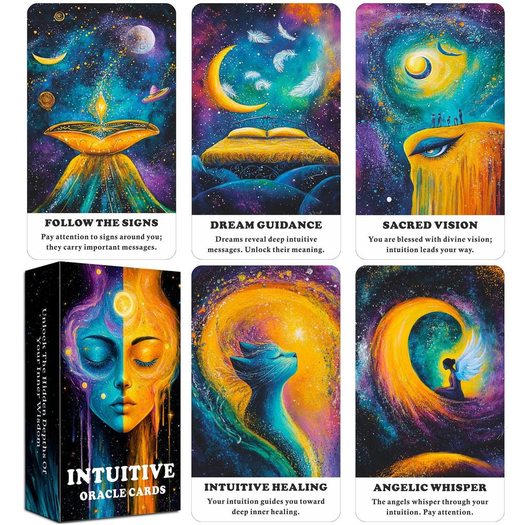 Intuitive Oracle Oracle Cards for Oracle Card Deck to Awaken Inner Enhance Psychic Spiritual Cards, Beginners, 56-Card Wisdom, Abilities, Guidance.